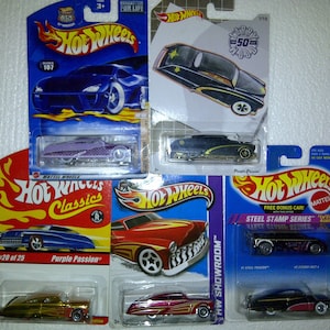 Colección de seis autos instantáneos Hot Wheels Purple Passion, nuevo en tarjetas, lote 1 zen