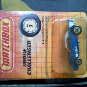 Streichholzschachtel #1 Dodge Challenger Hemi Blau neu auf Karte 1992