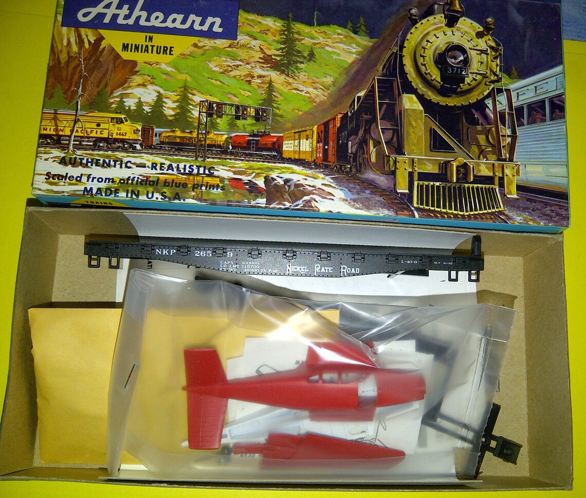 Ho Train Car Kit 40' Flat NKP With Airplane New in Box Etsy