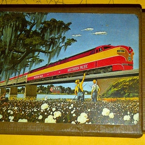 Cartas de jogar Southern Pacific Daylight da década de 1940 em caixa em ótimo estado