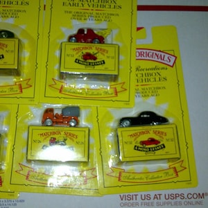 Matchbox Replicas Set Alle 5 Midget Jaguar Mixer Kipper Abschleppwagen neu auf Karten