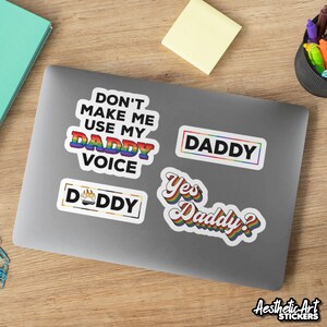 Gay Daddy Sticker Sayings, Gay Couple Pride Month, LGBTQ Papa Mari Boyfriend Vinyl Decals