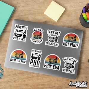 Vietnamese Pho Pun Sticker Sayings, Funny Asian Food Jokes, Vietnam Noodles Vinyl Decals