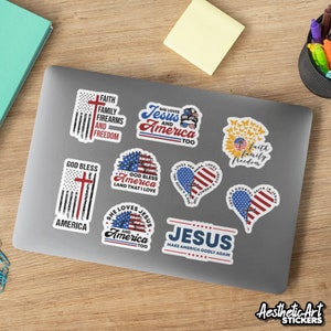 Adesivi cristiani americani, Gesù Cristo ama l'America, fede prega decalcomanie in vinile
