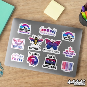 Énonciations d'autocollants bisexuels LGBTQ, mois de la fierté bi, décalcomanies en vinyle alliées LGBT bisexualité
