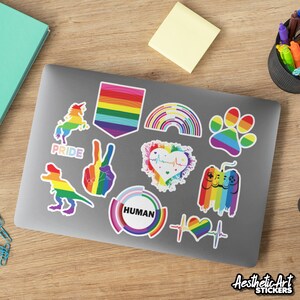 Étiquettes de décalque de vinyle de drapeau LGBTQ d'arc-en-ciel d'autocollants de fierté gaie LGBT