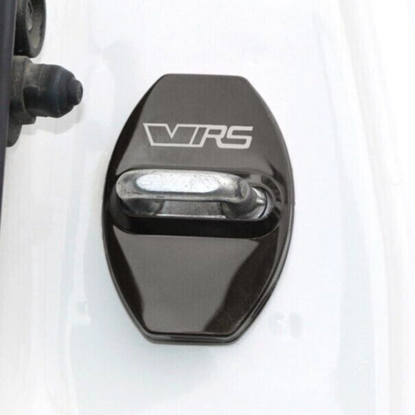 Skoda VRS Black Door Lock Covers 4pcs - 3M Tape - Stainless Steel 304