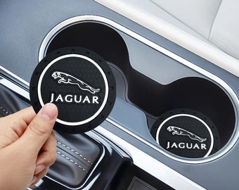 Car Coaster Water Cup Bottle Holder Mat Anti-Slip Pad for Jaguar 2pcs