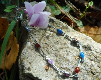 stainless steel bracelet with glittery resin, available as a necklace
