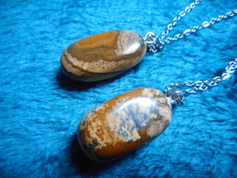 fine stone pendant necklace of your choice, landscape jasper, Dalmatian jasper, rock crystal image 4