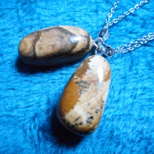 fine stone pendant necklace of your choice, landscape jasper, Dalmatian jasper, rock crystal image 3