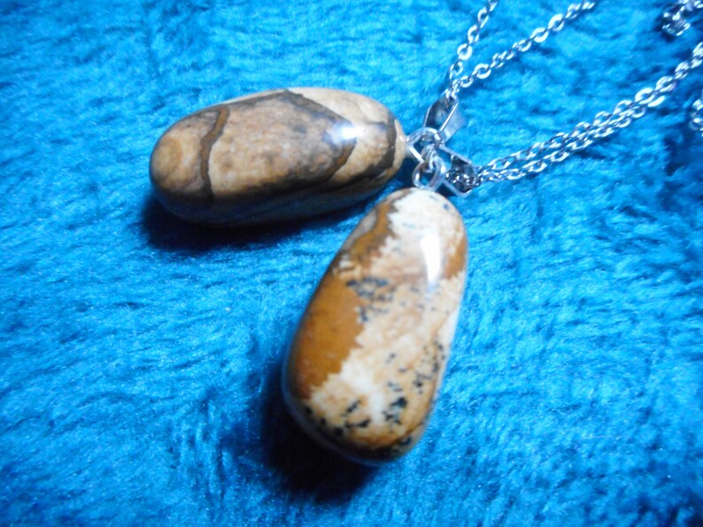 fine stone pendant necklace of your choice, landscape jasper, Dalmatian jasper, rock crystal image 3