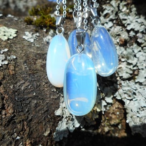 opaline pendant necklace, stainless steel