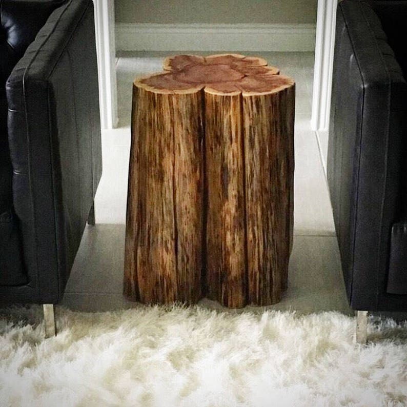 Tree Stump Side Table Real Cedar Log Furniture Stump Coffee Etsy