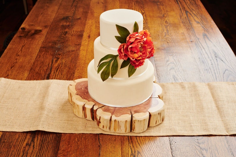 Wood Cake Stand Live Edge Wedding Cake Base Wood Slice Etsy