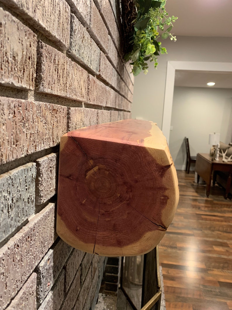 Live Edge Cedar Lodge Fireplace Mantel Modern Rustic ...