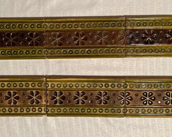 Lot of 7 Minton Hollins Patent Tile Works Border Tiles, Liner Tiles, Fireplace Tiles, English Tiles