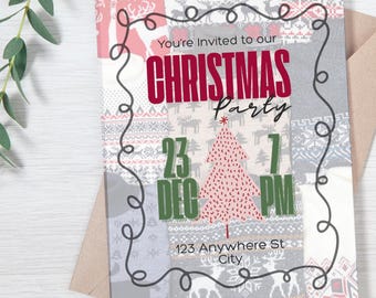 Invitación a fiesta de suéteres navideños