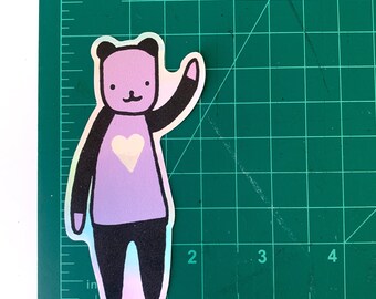 holographic vinyl sticker - Hello Holo Bear