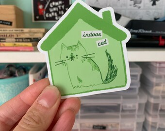 waterproof vinyl sticker for introverts - Indoor Cat