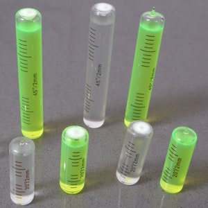 Replacement Level Glass Vial - Spirit Bubble Level Vial available in Colours, 100mm, 70mm, 35mm -With and Without nib