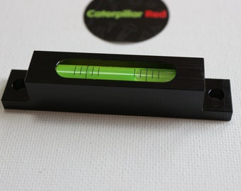 Metal precisión nivel vial de vidrio, nivel de burbuja de espíritu, preciso, 79 mm - líquido verde - base negra