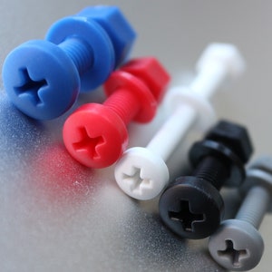 Blue, Red, White, Grey or Black Philips Pan Head Screws (PP) Plastic Nuts and Bolts, Washers, Anti-Corrosion, Strong, Various Sizes/Colours