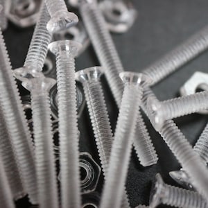 Countersunk Transparent Clear Plastic Acrylic  Nuts & Bolts Counter Sunk - Various Sizes