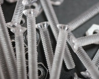 tuercas y tornillos avellanados con agujero transversal, plástico acrílico transparente, transparente tornillos de cabeza plana,