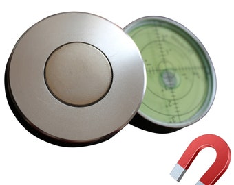 Magnetic Metal Large Spirit Bubble Level 60mm Diameter, Degrees, Circular, Surface Level - Metal Housing, Bulls Eye Bullseye Vial Round,