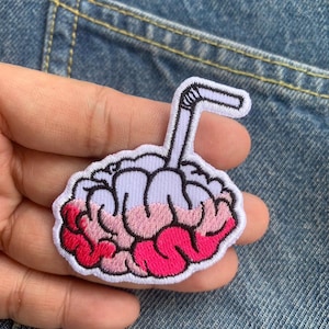 Brain Juice Funny patch , Iron On Patches Embroidered Applique