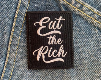 Eat the Rich Iron On Patches Embroidered Applique