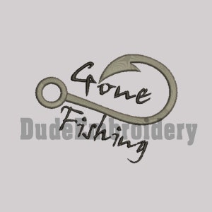 Gone  fishing Embroidery Designs 7 Size  Design Instant Download 8 Formats machine embroidery pattern
