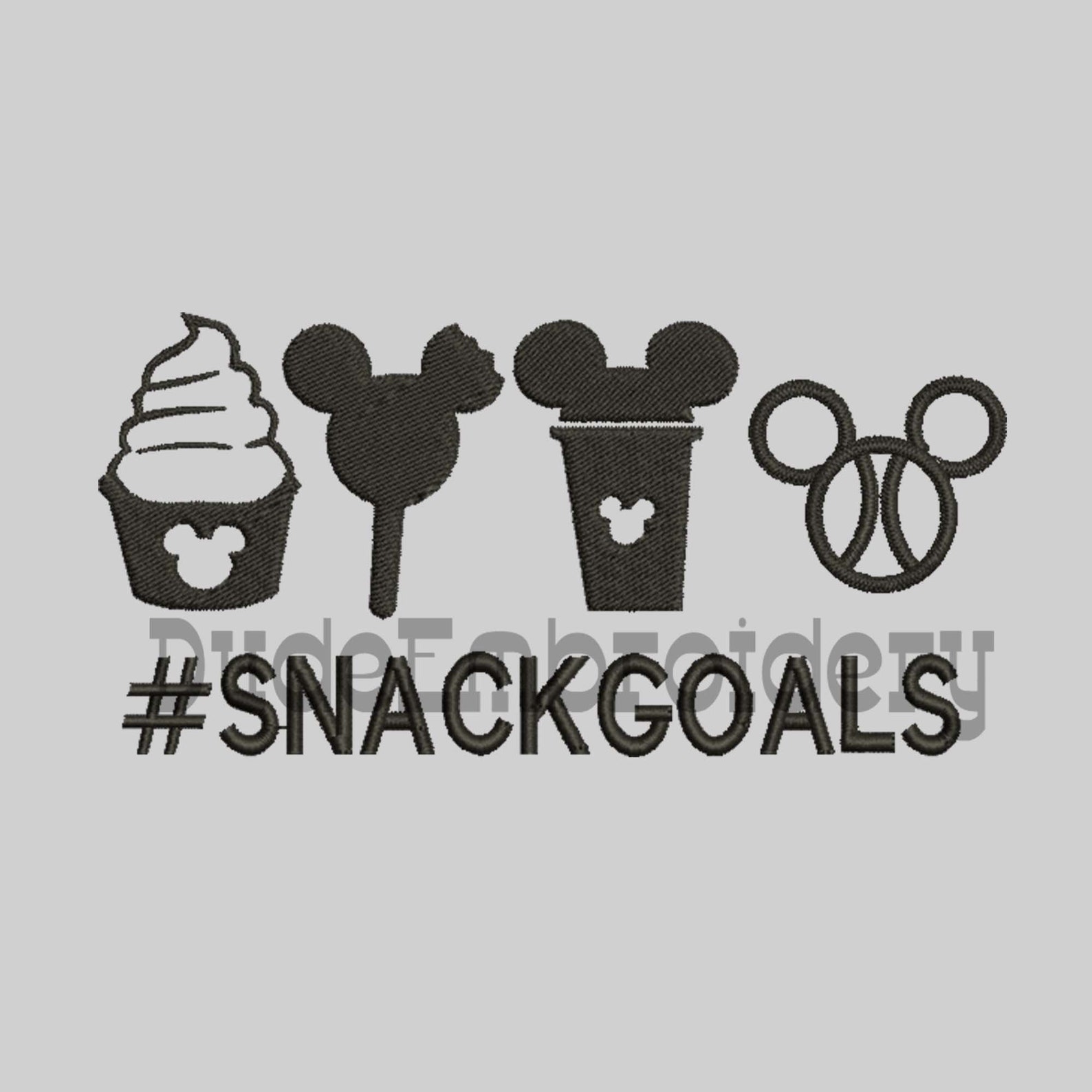 Disney Snack Goals Hashtag Silhouette Embroidery Designs 7 Etsy
