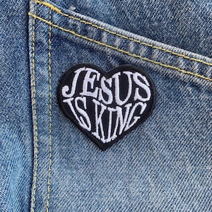 Jesus är kung Stryk-på-lappar Broderad applikation