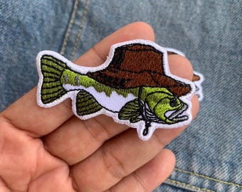 ロックバス フィッシュ 刺繍 アイロン接着/縫い付けパッチ [5