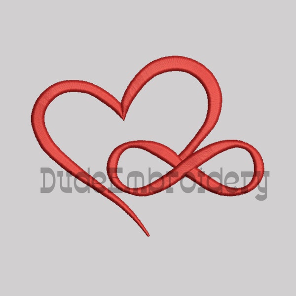 infini broderie de coeur conçoit 8 taille Red Heart Design Instant Download 8 Formats modèle de broderie machine