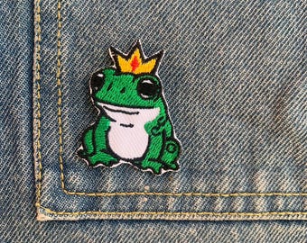Frog Prince Iron On Patches Embroidered Applique