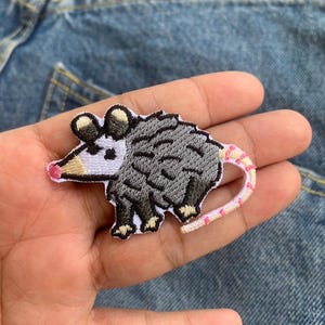 PATCH Cute Opossum Iron on patch , Iron On Patches Embroidered Applique