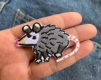 Cute Opossum Iron on patch , Iron On Patches Embroidered Applique