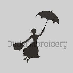 Mary Poppins sagoma ricamo disegni 7 dimensioni Design Instant Download 8 formati ricamo di macchina