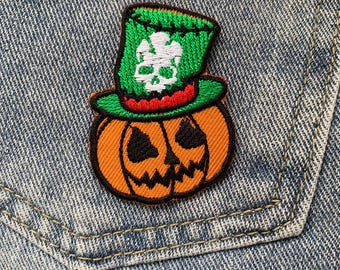 Parches termoadhesivos de calabaza demonio bordados