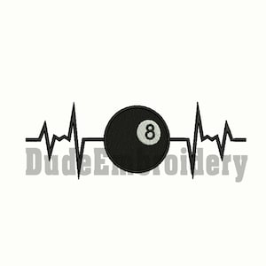 8 Ball Pool Heartbeat Embroidery designs 7 Size Design Instant Download 8 Formats machine embroidery pattern
