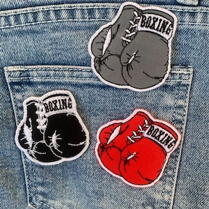 PATCH Boxing Gloves , Love Sport  Iron On Patches Embroidered Applique
