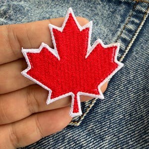 Red Maple Leaf Canadian patch Embroidered Applique Hook&Loop, iron on patch