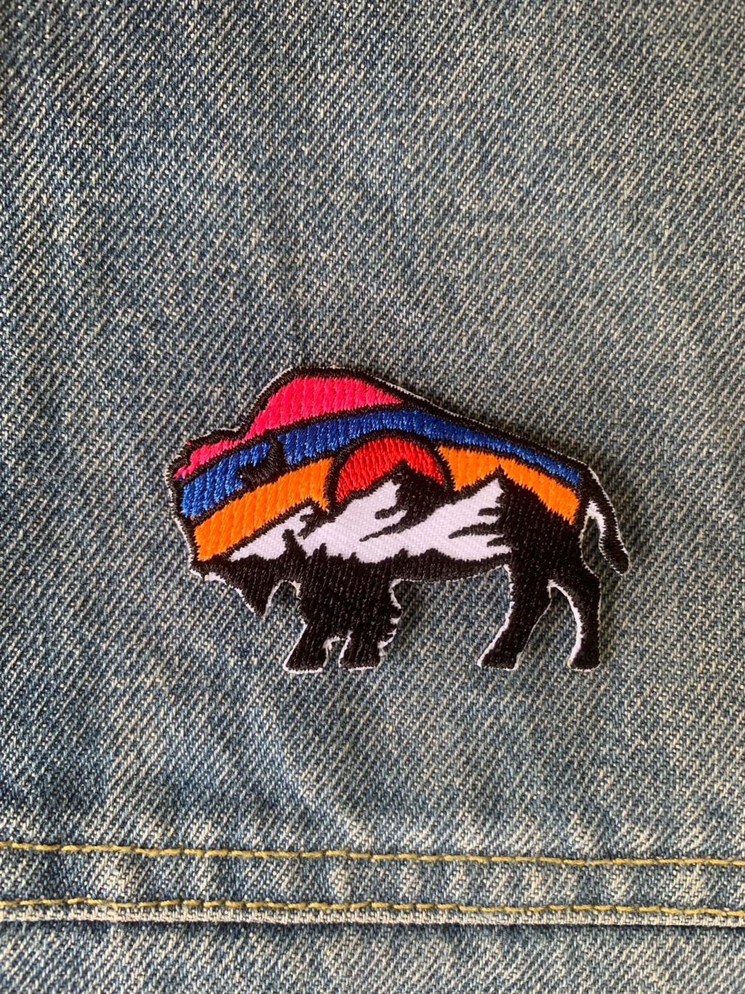 Bison Iron on Patches Bison Designs Embroidered Applique - Etsy