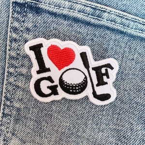 PATCH I love Golf , Love Sport  Iron On Patches Embroidered Applique