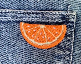Orange Iron On Patches Embroidered Applique