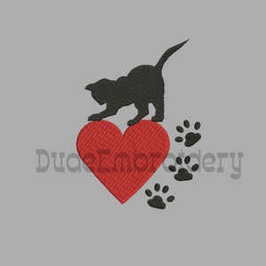 Love Cat Paw Embroidery  Designs  8 Size  Design Instant Download 8 Formats machine embroidery pattern