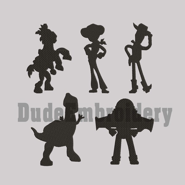 5 Set Toy Story Silhouette Embroidery Designs 7 Size  Design Instant Download 8 Formats machine embroidery pattern